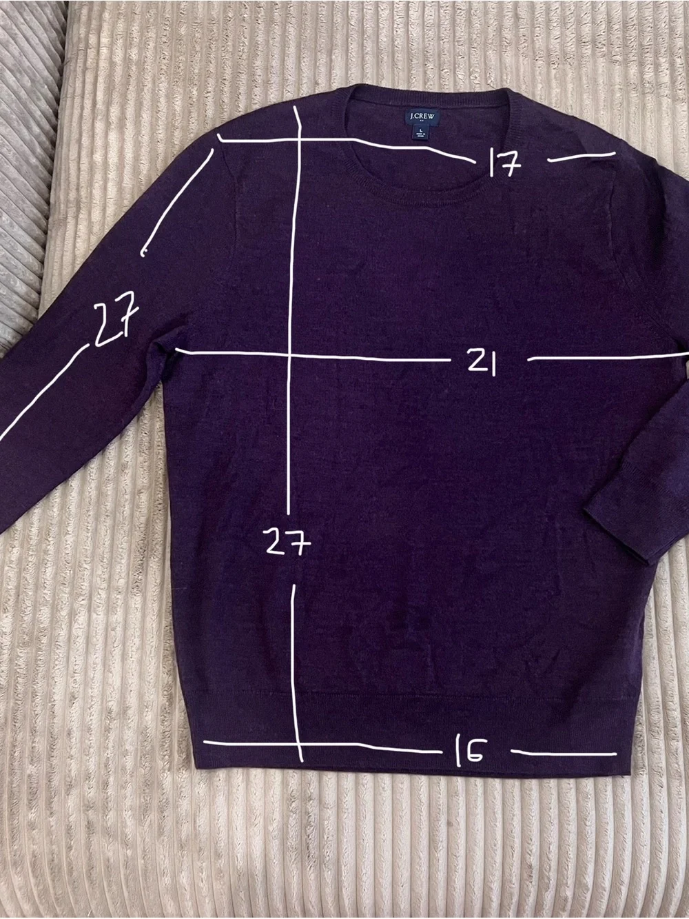 J.Crew Men's Crewneck Sweater - Deep Plum L, wool blend